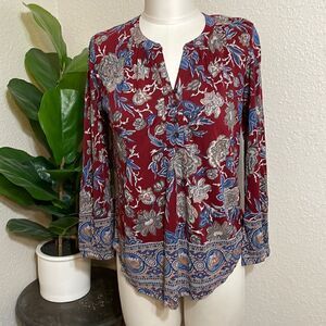 Lucky Brand | red and blue floral print top